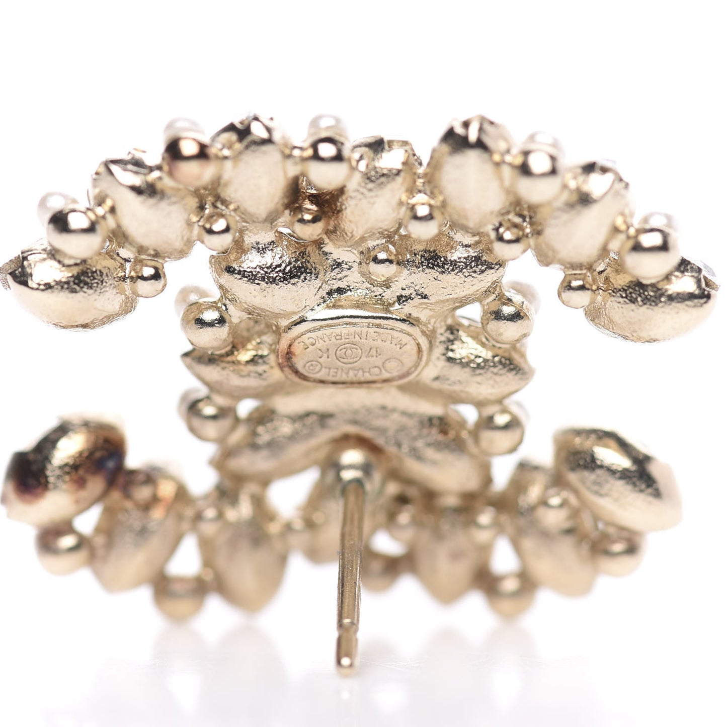 Pearl Crystal CC Earrings Gold