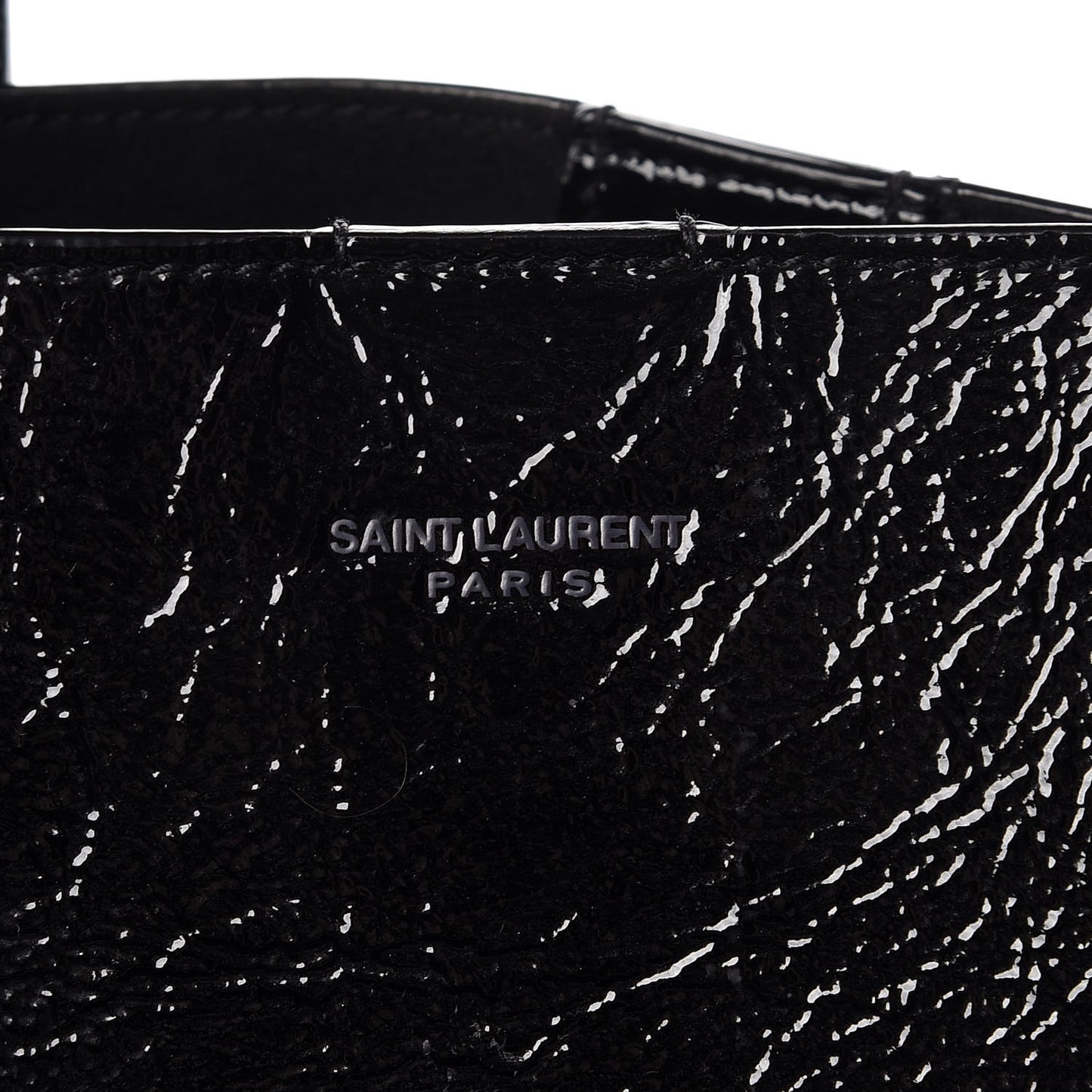 Patent Calfskin Large Shopping Tote Black