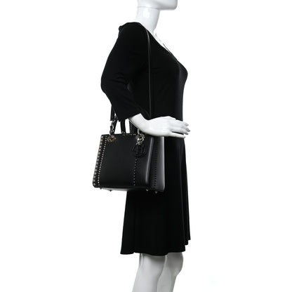 Christian Dior Calfskin Studded Medium Lady Dior Black 3 of 11