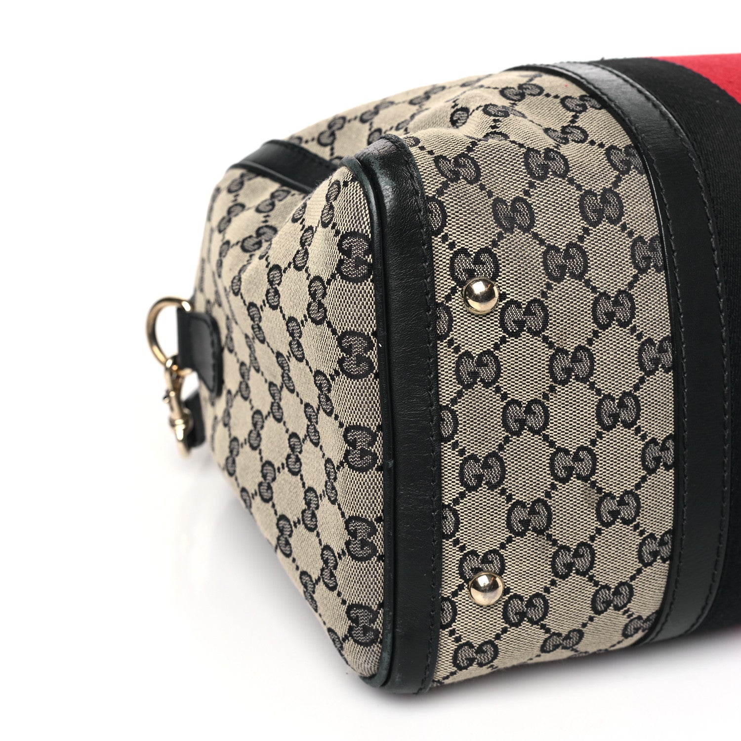 Gucci Monogram Selleria Calfskin Vintage Web Medium Boston Beige Blue 8 of 9