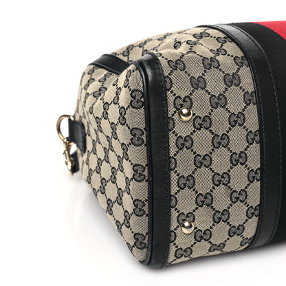 Gucci Monogram Selleria Calfskin Vintage Web Medium Boston Beige Blue 8 of 9