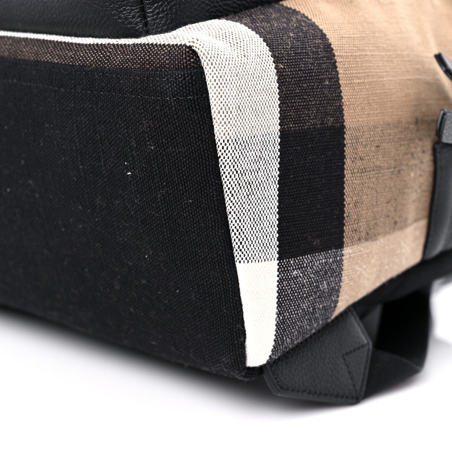 Mega Check Calfskin Abbeydale Simple Backpack Black Camel