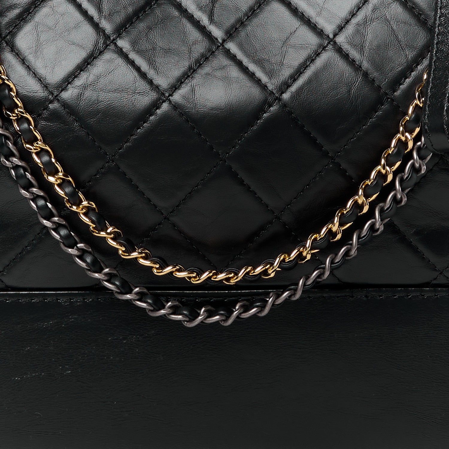 Chanel Aged Calfskin Quilted Medium Gabrielle Hobo Black 8 of 13