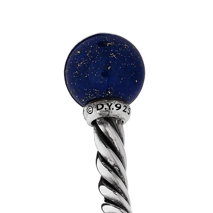 David Yurman Sterling Silver Diamond Lapis Lazuli 9mm Solari Bracelet 3 of 5