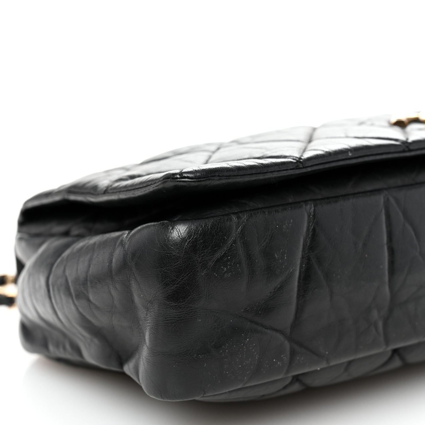 Aged Calfskin Quilted Medium Pondichery Flap Black