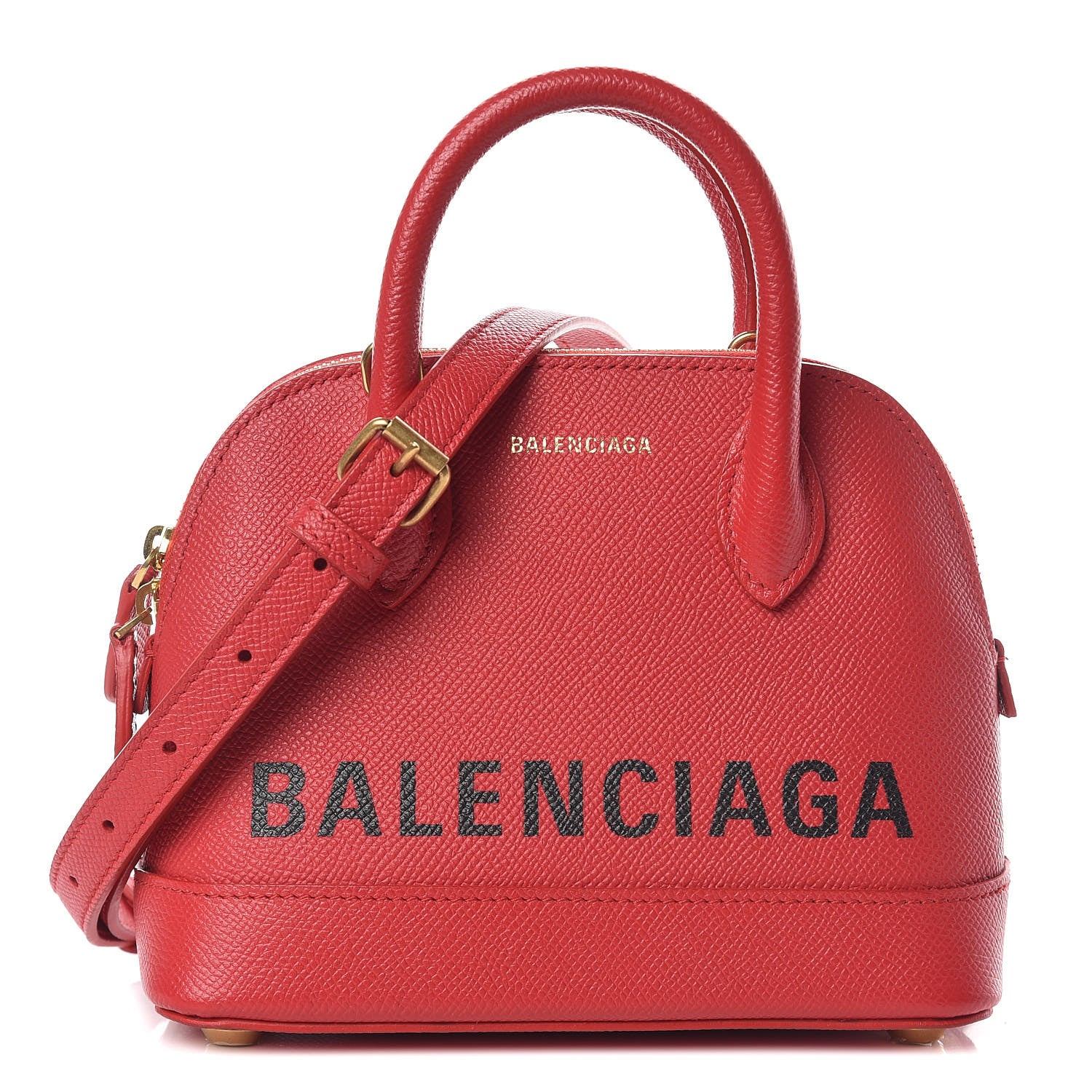 Balenciaga Signature Grained Calfskin Logo XXS Ville Top Handle Bag Rouge Lantern Black 1 of 9