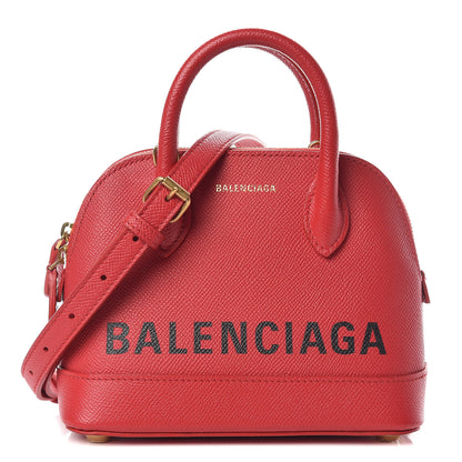 Balenciaga Signature Grained Calfskin Logo XXS Ville Top Handle Bag Rouge Lantern Black 1 of 9