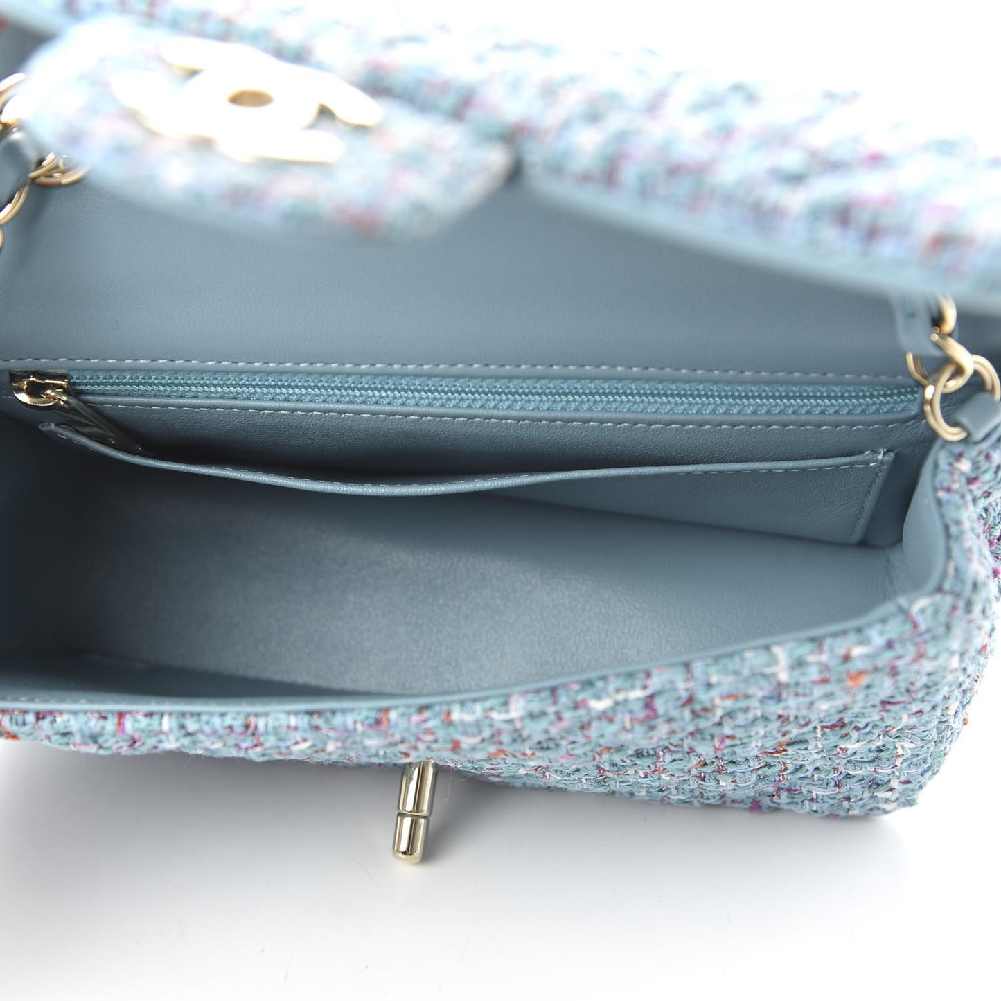 Tweed Quilted Mini Rectangular Flap Turquoise Purple White Red