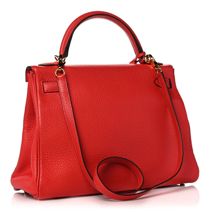 Hermes Taurillon Clemence Kelly Retourne 32 Rouge Casaque 3 of 39