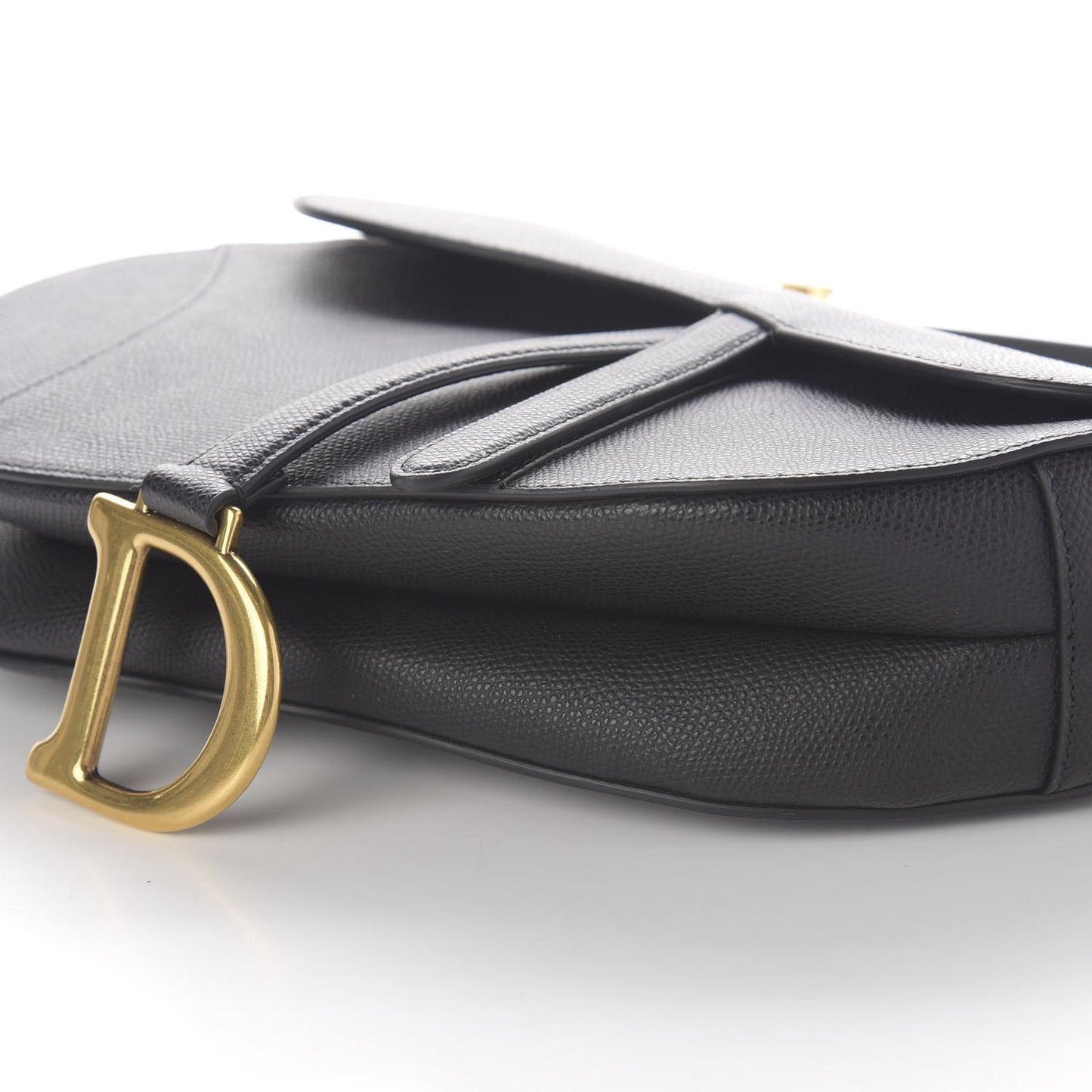 Grained Calfskin Saddle Bag Black