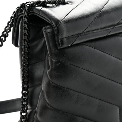 Saint Laurent Calfskin Y Quilted Monogram Monochrome Small Loulou Chain Satchel Black 12 of 15