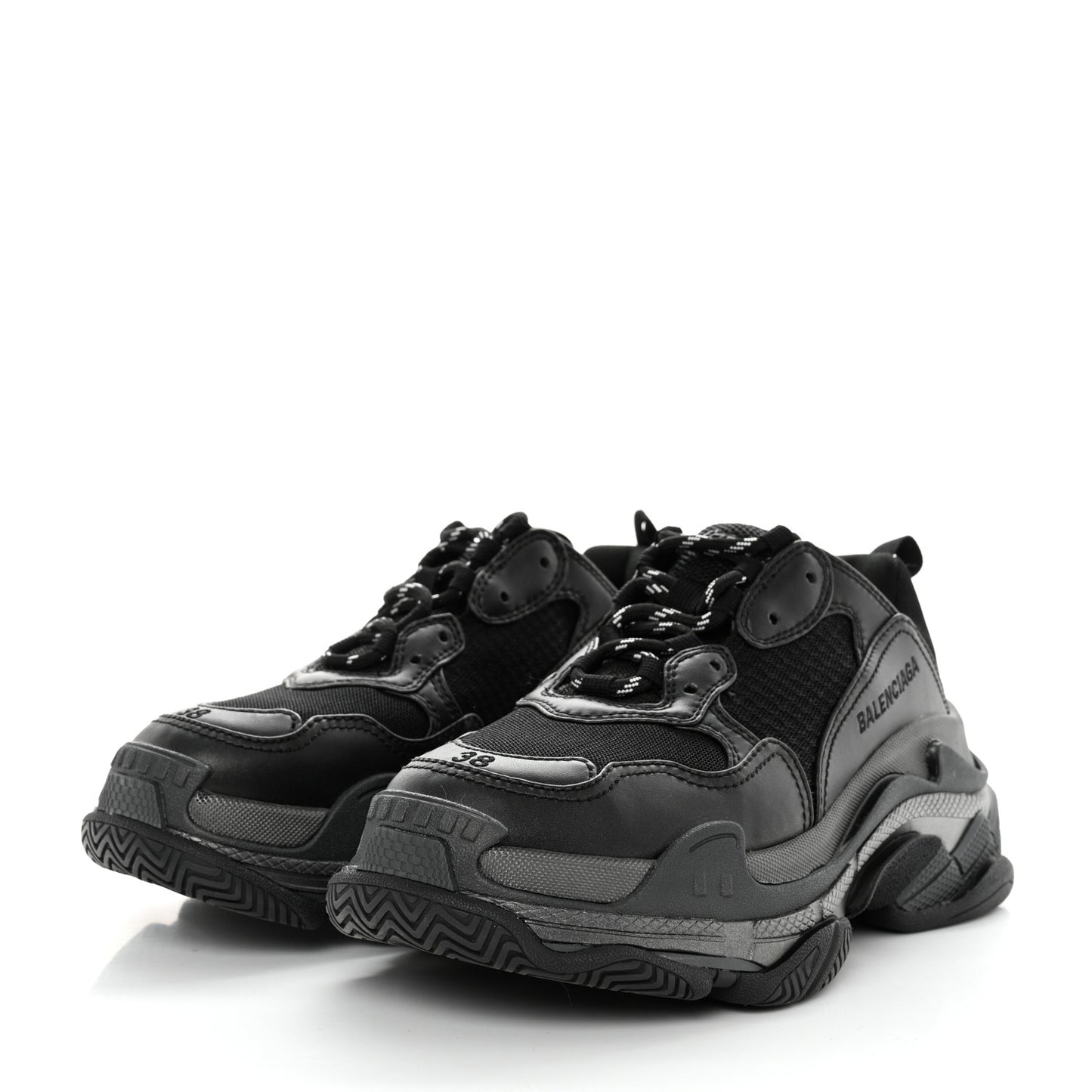 Fabric Mesh Womens Triple S Sneakers 38 Black