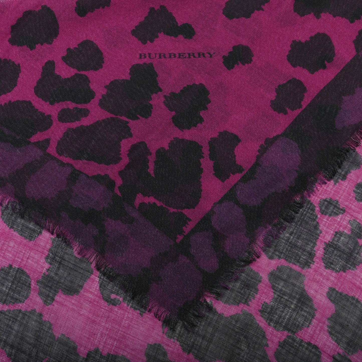 Wool Silk Cashmere London Animal Print Square Scarf Magenta