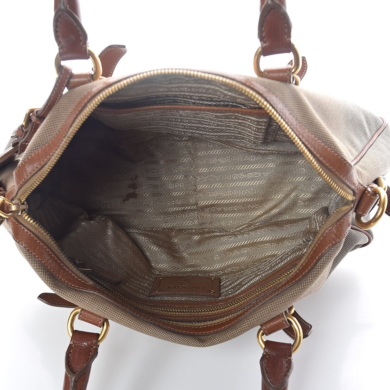 Prada Jacquard Logo Handbag Corda Brandy 5 of 10