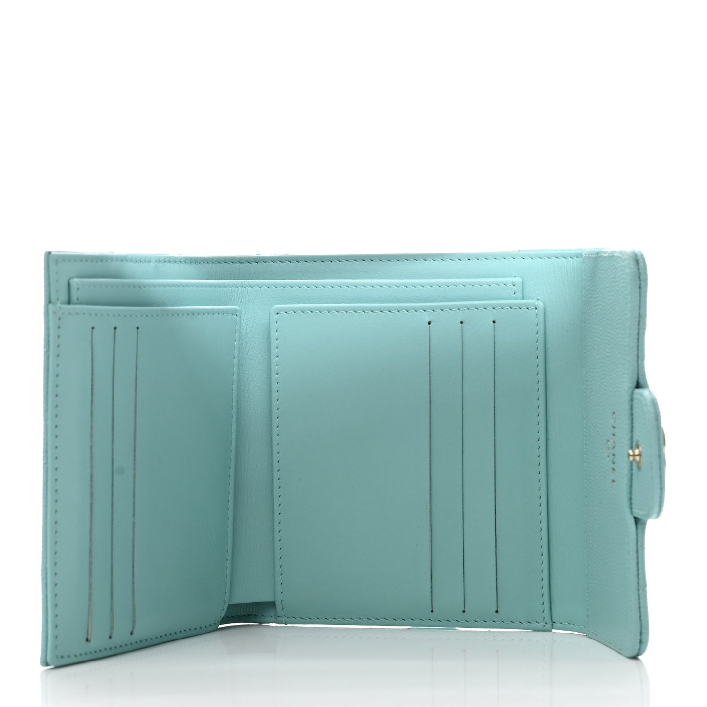 Caviar Quilted Compact Flap Wallet Light Blue