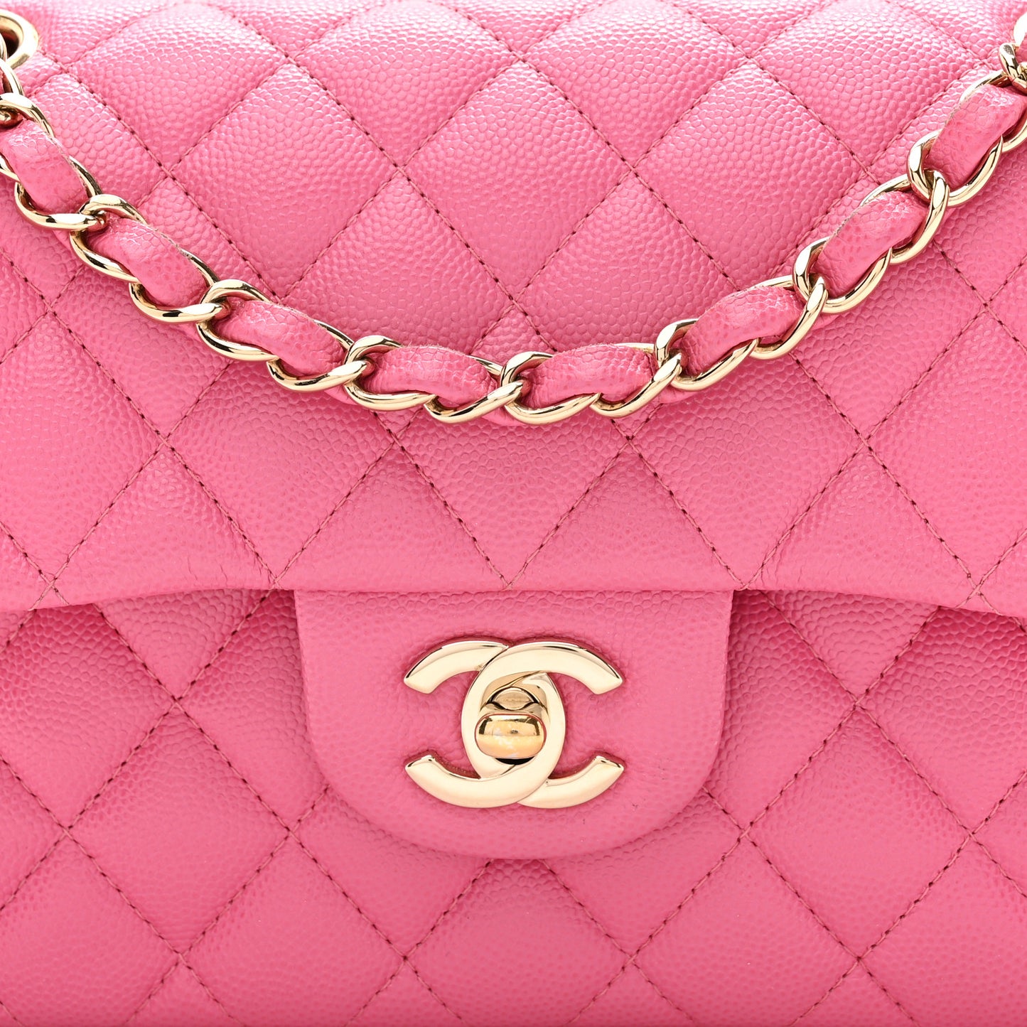 Caviar Quilted Small Double Flap Pink