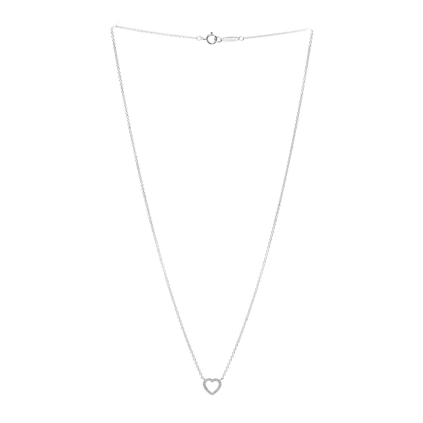 18K White Gold Diamond Metro Heart Pendant Necklace