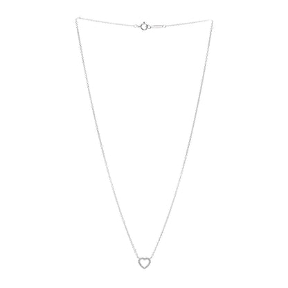 Tiffany 18K White Gold Diamond Metro Heart Pendant Necklace 3 of 5