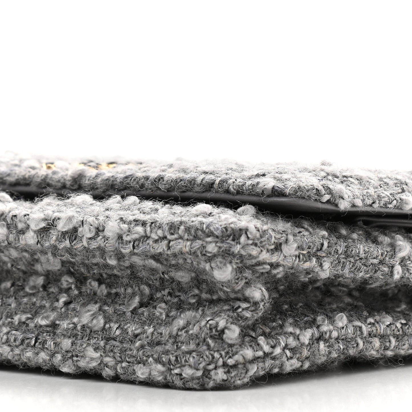 Wool Tweed Lambskin Quilted Chanel 19 Wallet On Chain WOC Grey