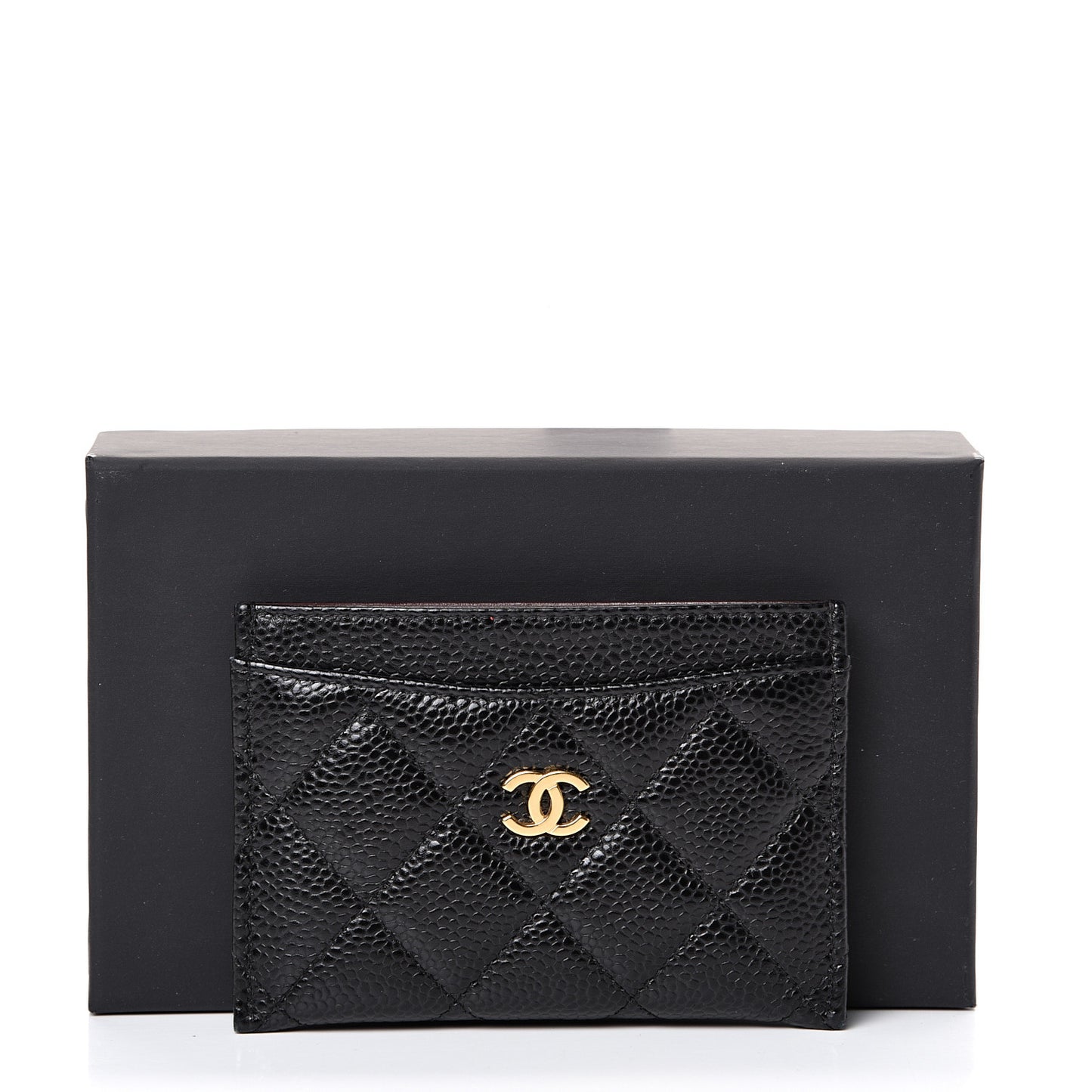Caviar Quilted Card Holder Black