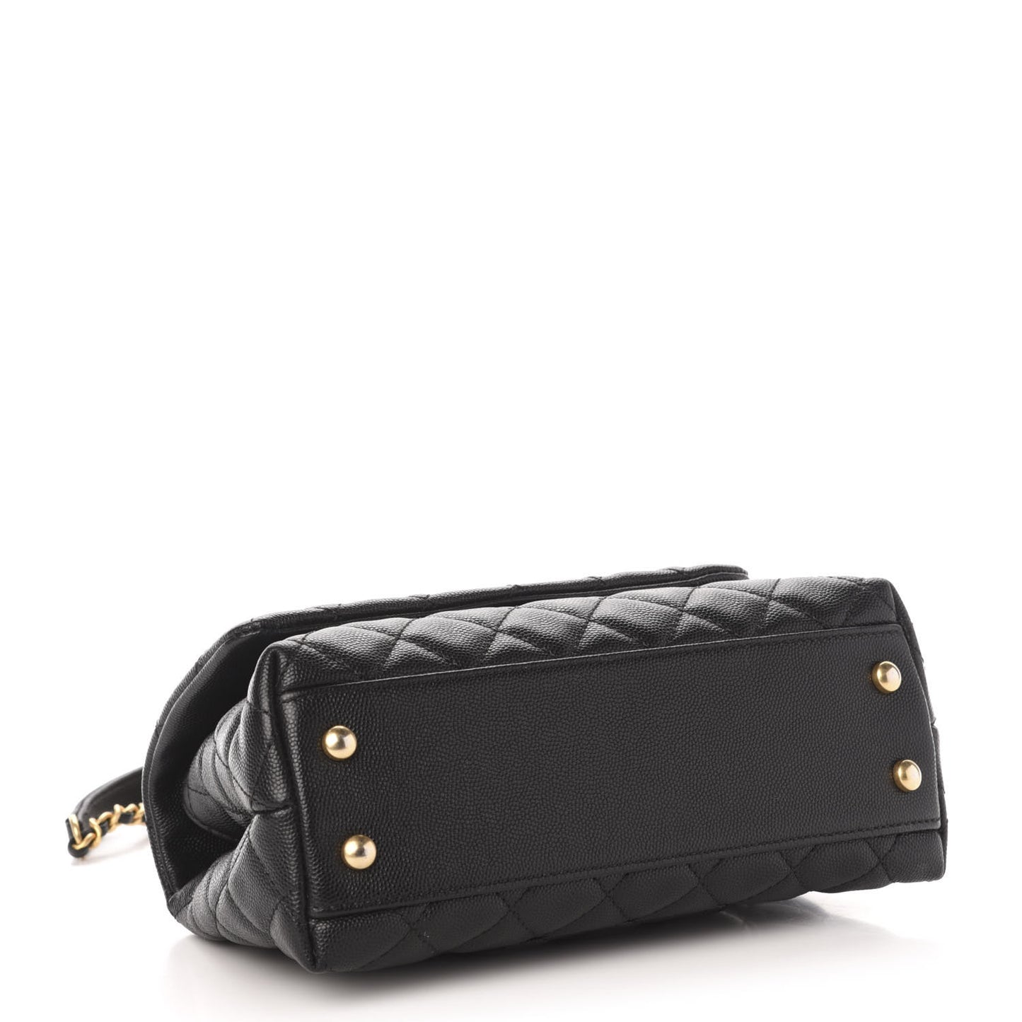 Caviar Lizard Embossed Quilted Mini Coco Handle Flap Black