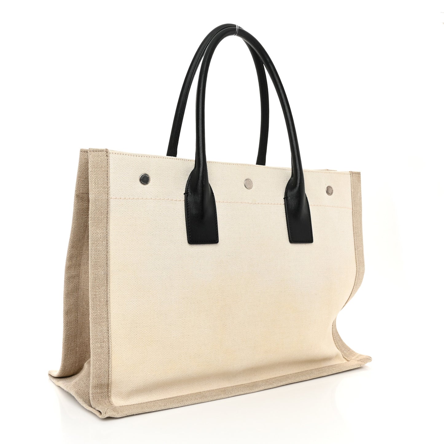 Linen Calfskin Small Rive Gauche Tote Greggio Natural