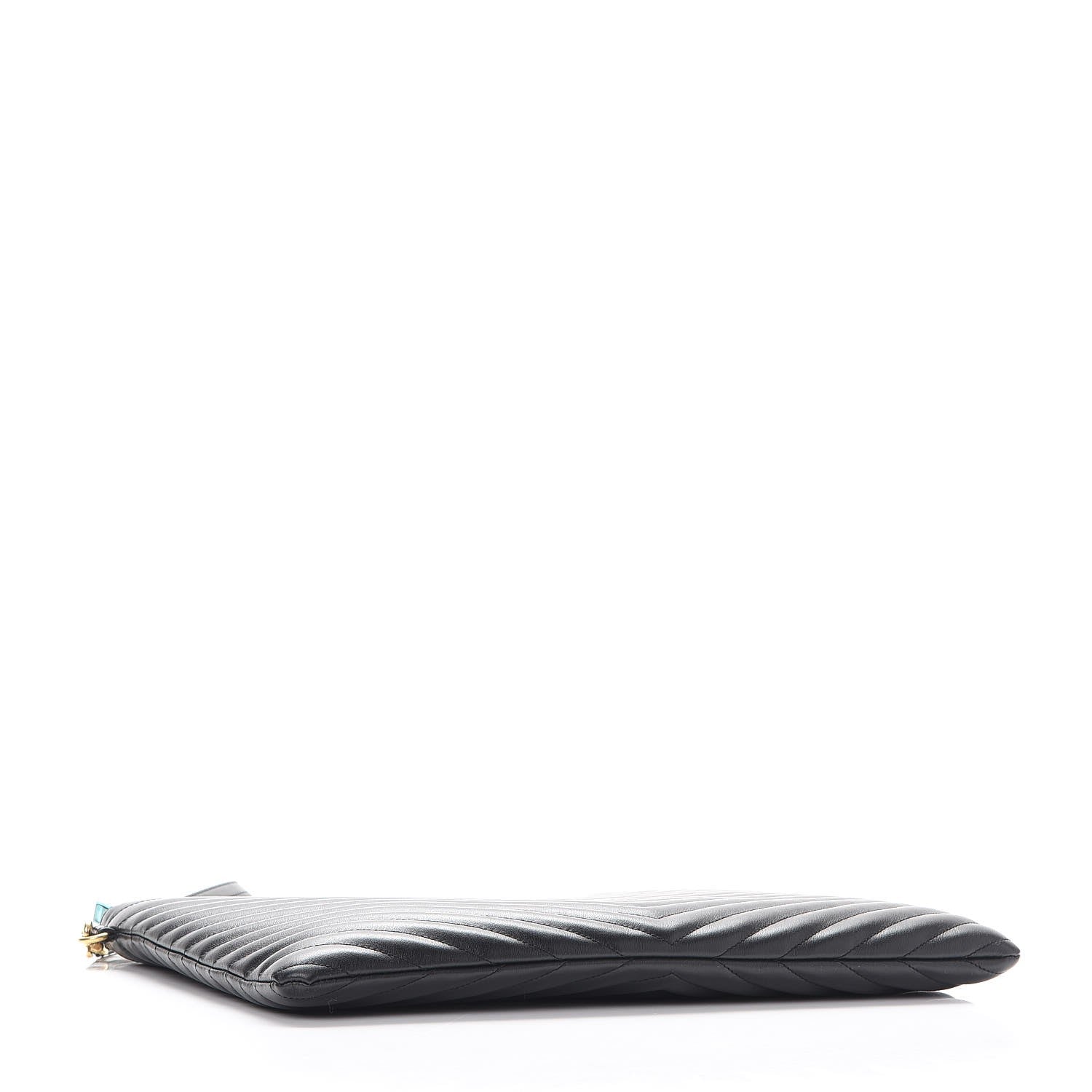 Saint Laurent Calfskin Matelasse Chevron Monogram Document Holder Black 4 of 8