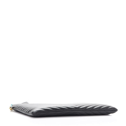 Saint Laurent Calfskin Matelasse Chevron Monogram Document Holder Black 4 of 8