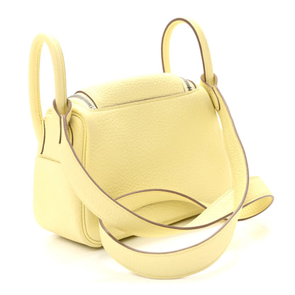 Hermes Taurillon Clemence Mini Lindy 20 Jaune Milton 3 of 11