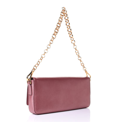 Prada Saffiano Lux Chain Clutch Antico Mordore 2 of 5