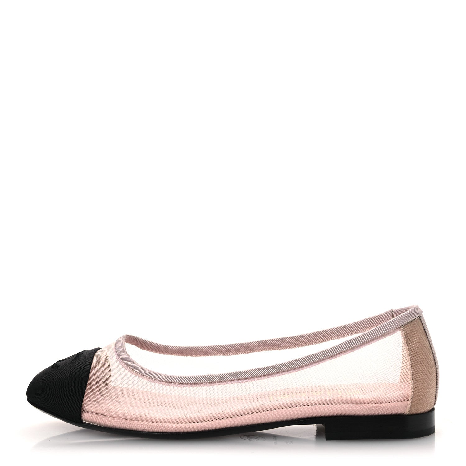 Chanel Mesh Grosgrain CC Ballerina Flats 36 Pink Black 1 of 11