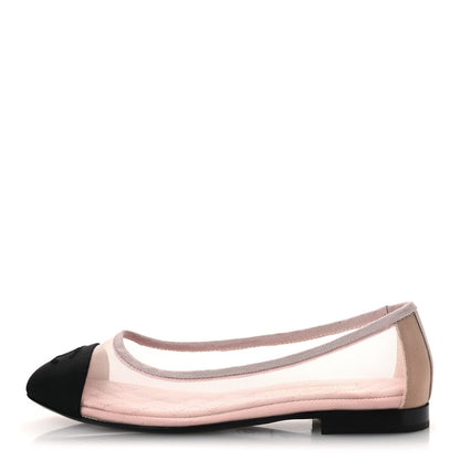 Chanel Mesh Grosgrain CC Ballerina Flats 36 Pink Black 1 of 11