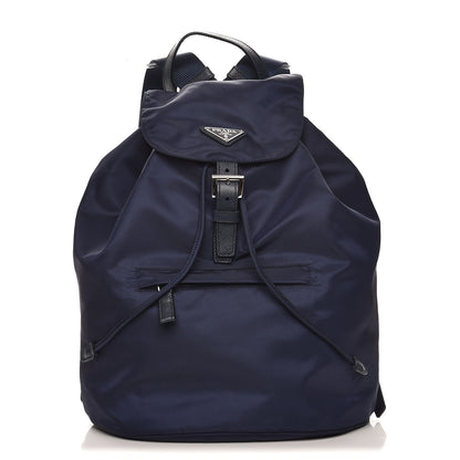 Prada Nylon Vela Saffiano Medium Cinch Backpack Baltico 1 of 7
