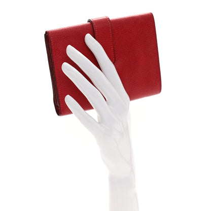 Hermes Courchevel Tri-Fold Compact Wallet Rouge Vif 2 of 12