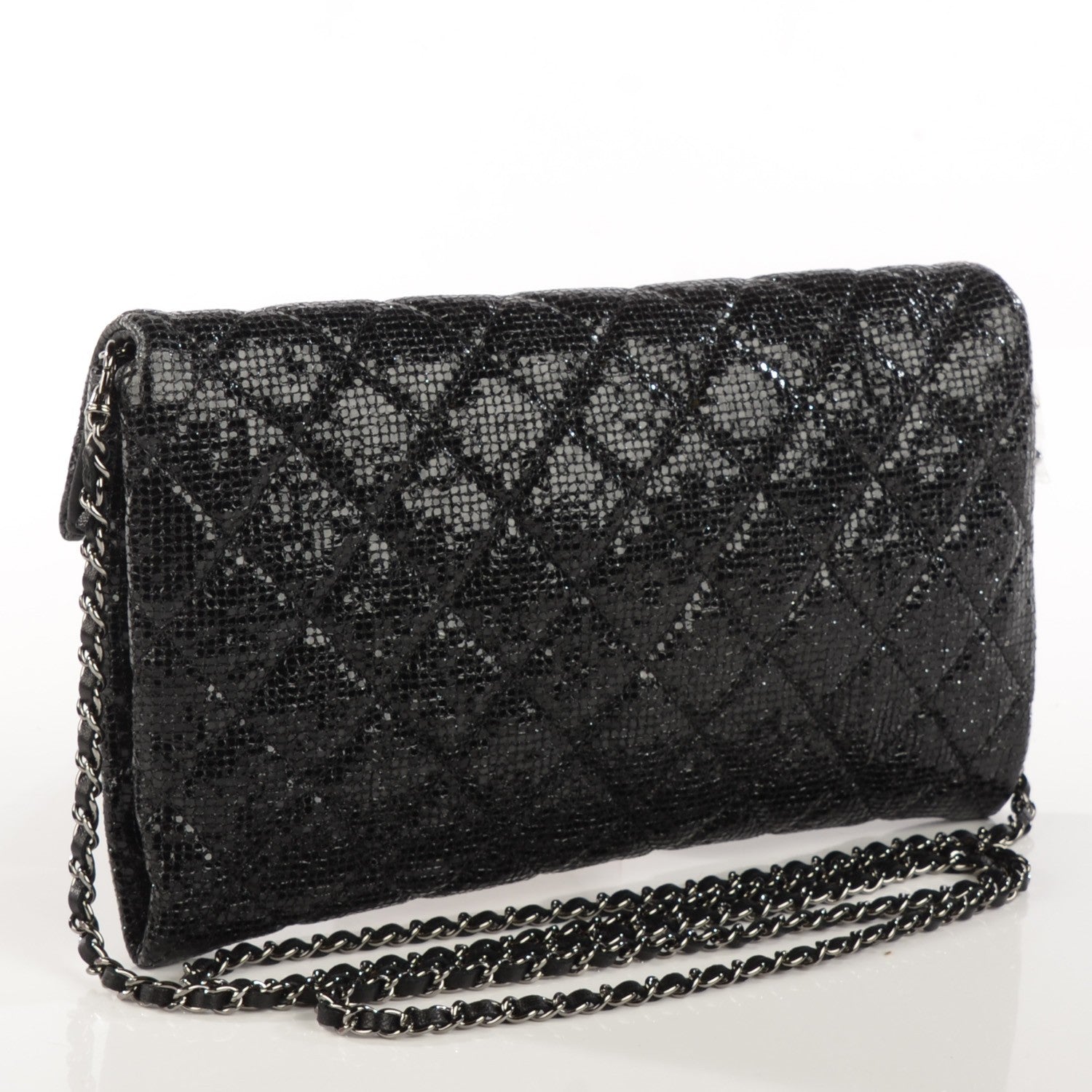 Chanel Vinyl Quilted Clutch With Chain Black 3 of 7