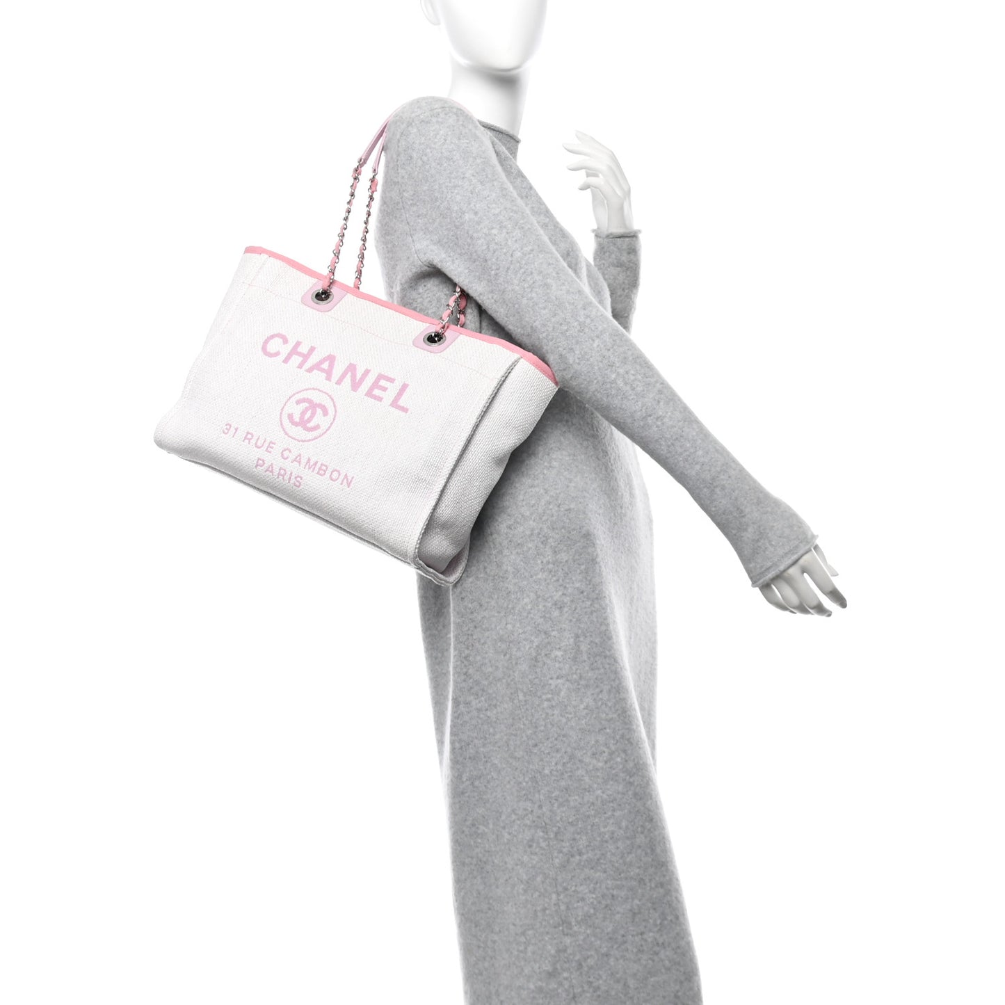 Woven Straw Raffia Small Deauville Tote Pink