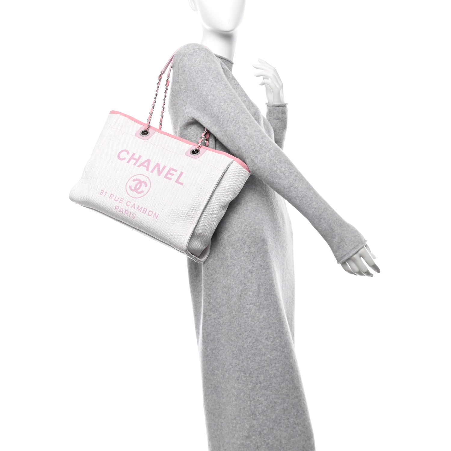 Chanel Woven Straw Raffia Small Deauville Tote Pink 2 of 12