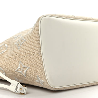 Louis Vuitton Cotton Monogram Embroidered Neverfull MM Beige White 7 of 8