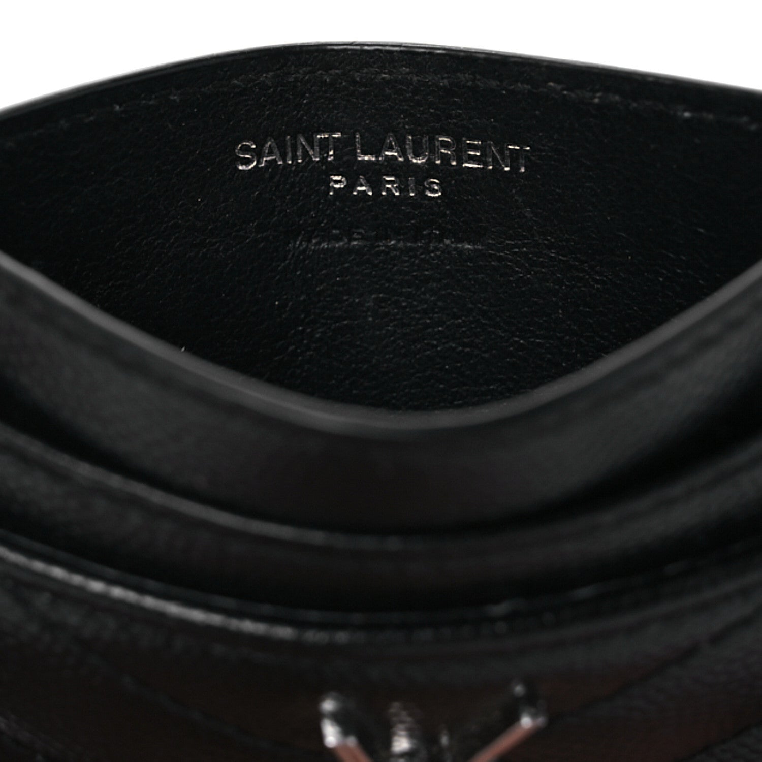 Saint Laurent Grain De Poudre Matelasse Chevron Monogram Credit Card Case Black 6 of 10