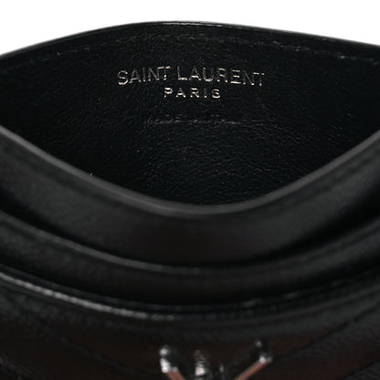 Saint Laurent Grain De Poudre Matelasse Chevron Monogram Credit Card Case Black 6 of 10