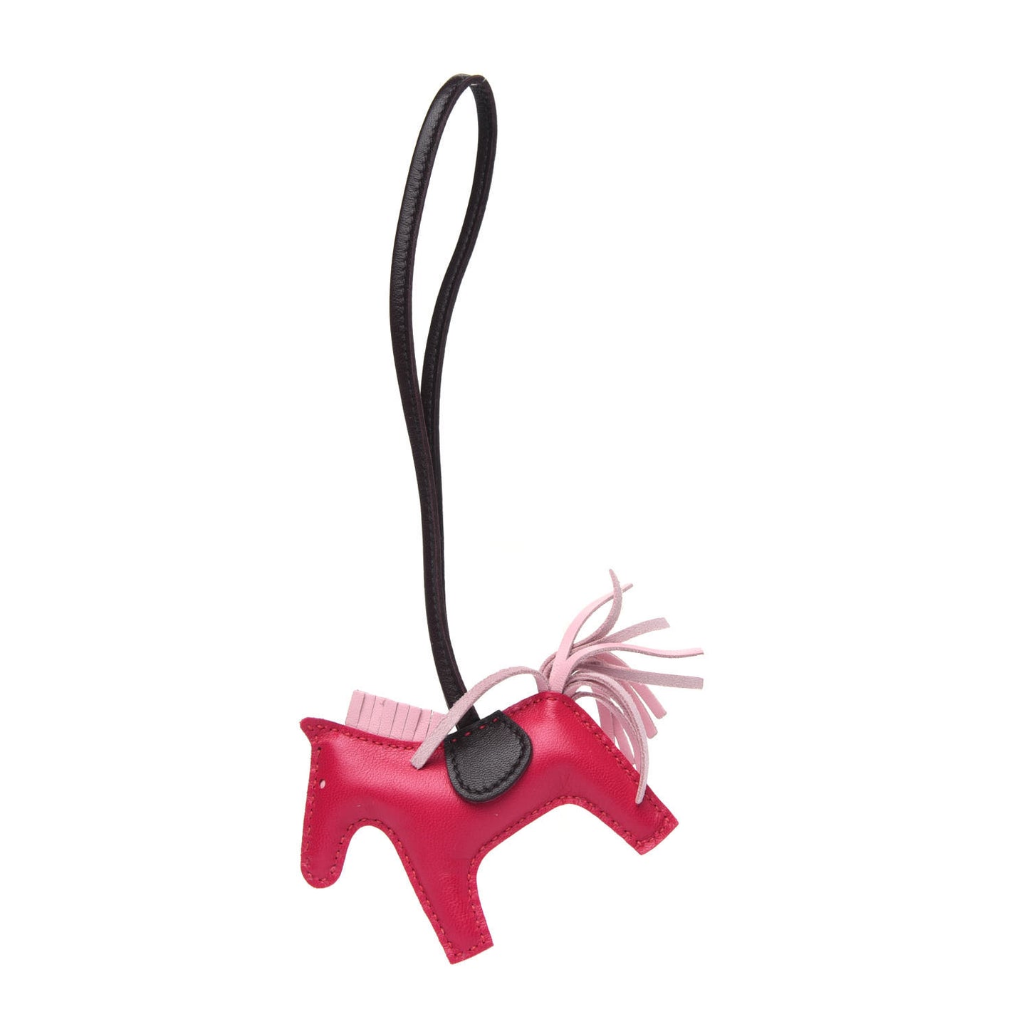 Milo Lambskin Grigri Rodeo Horse Bag Charm PM Rose Sakura Framboise Rouge Sellier