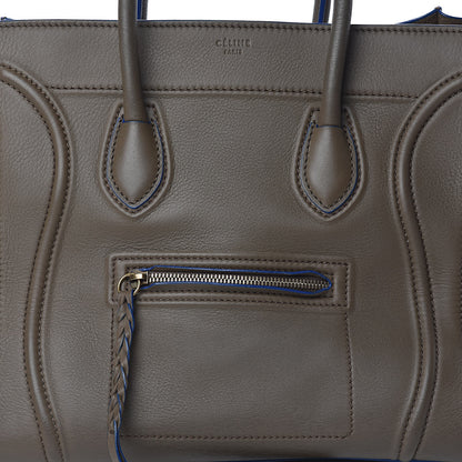 Celine Supple Calfskin Medium Phantom Luggage Khaki Cobalt Trim 9 of 14