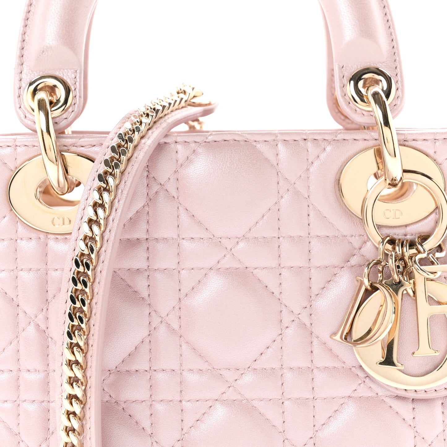 Metallic Lambskin Cannage Mini Lady Dior Lotus