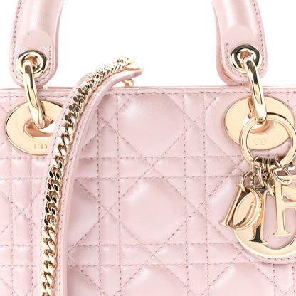 Christian Dior Metallic Lambskin Cannage Mini Lady Dior Lotus 8 of 12