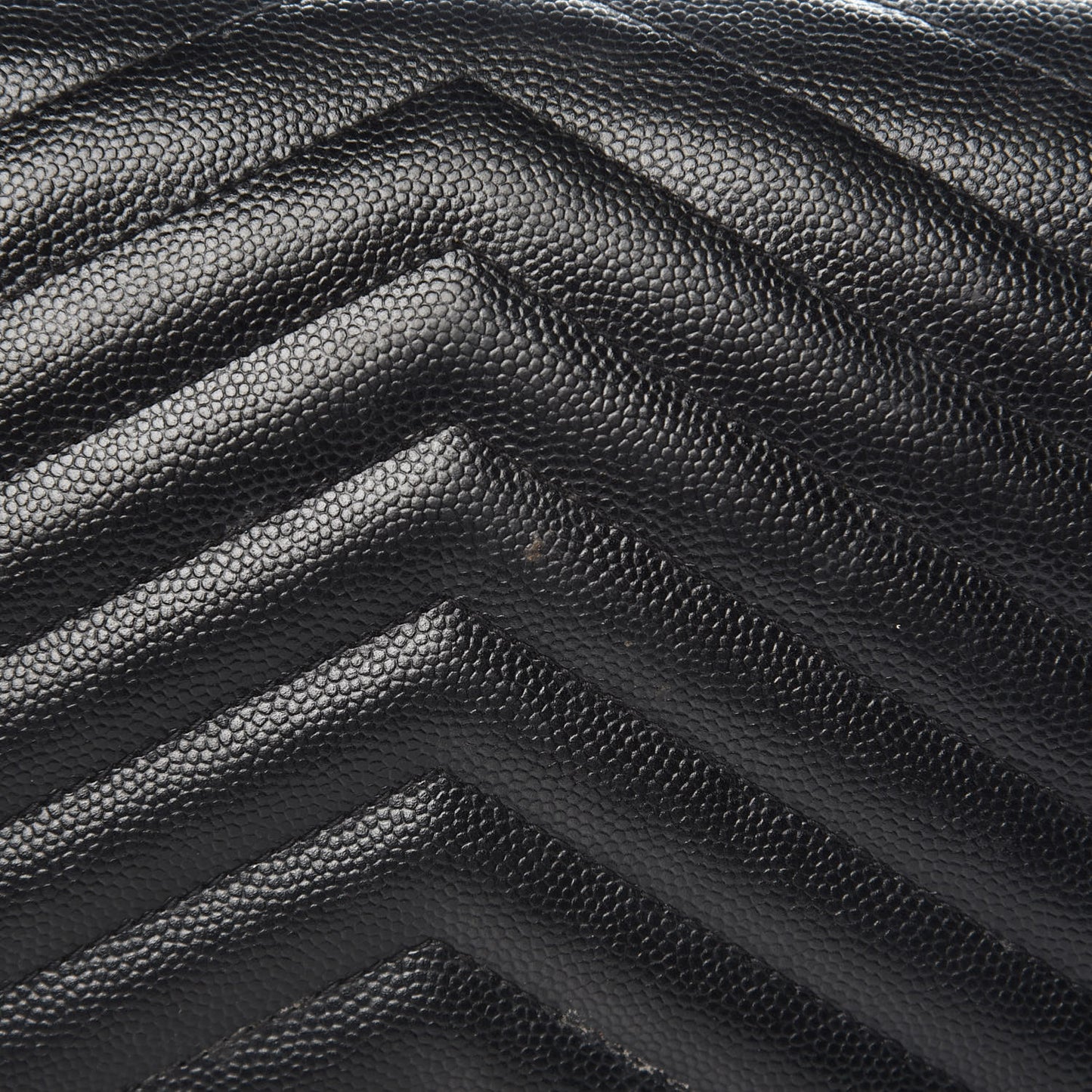 Grain De Poudre Matelasse Chevron Monogram Envelope Chain Wallet Black