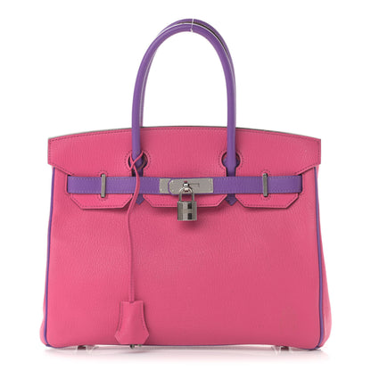 Hermes Chevre Bi-Color Horseshoe Birkin 30 Rose Shocking Iris 1 of 20