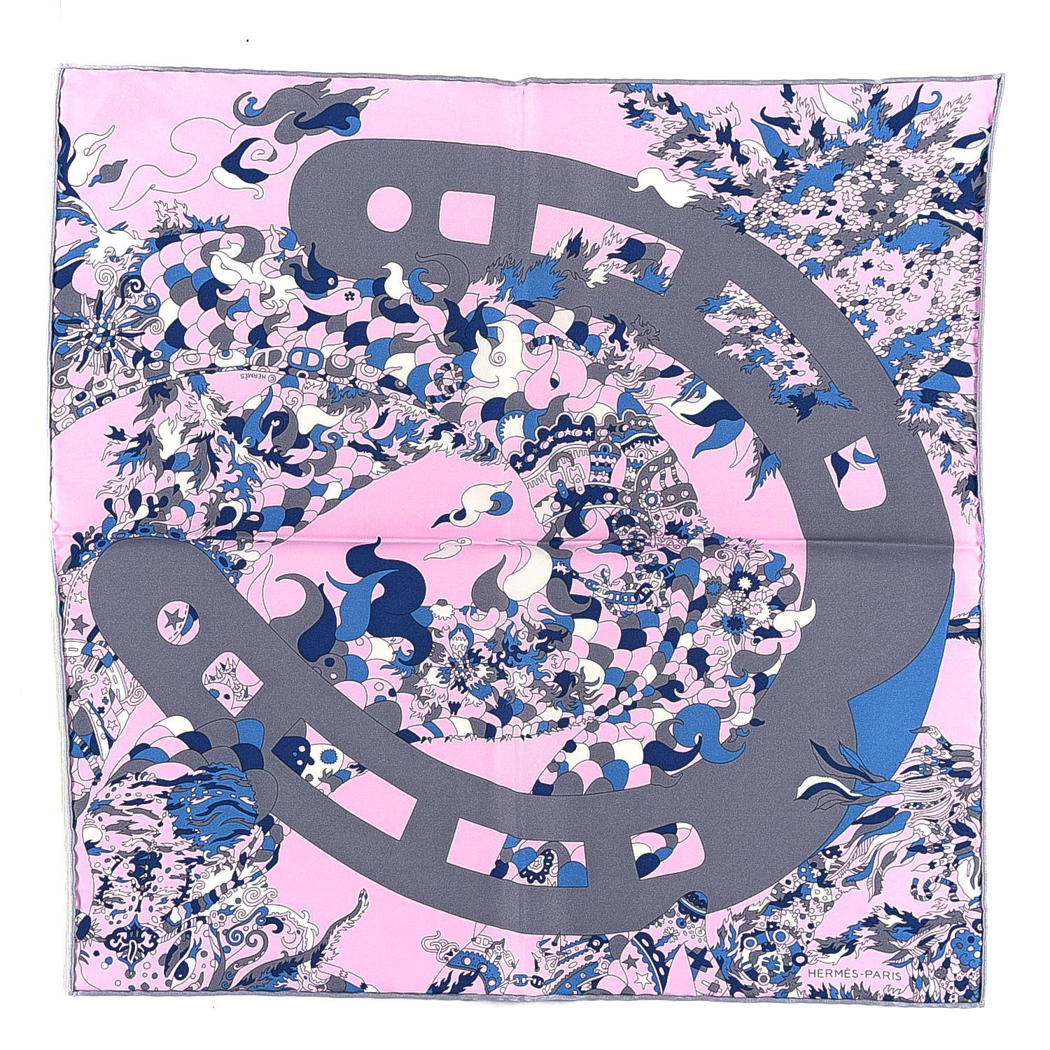 Hermes Silk Vintage Quatre Chevaux Detail Rose Gris 1 of 4