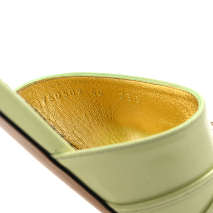 Gucci Patent Crystal Snake Head Block Heel Slide Sandals 40 Pistachio Green 9 of 9
