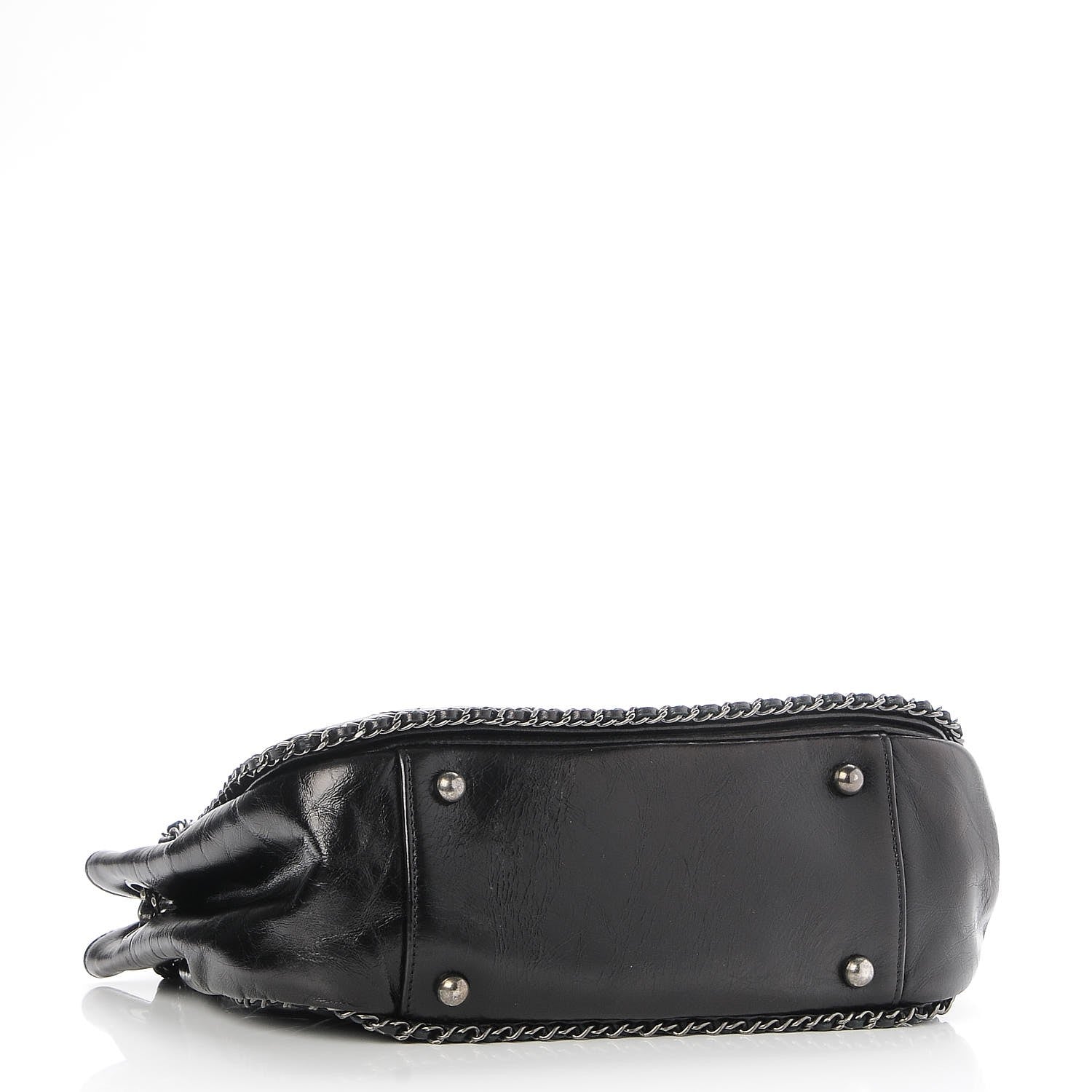 Chanel Glazed Calfskin Quilted Small CC Enchained Accordion Flap Black 5 of 8