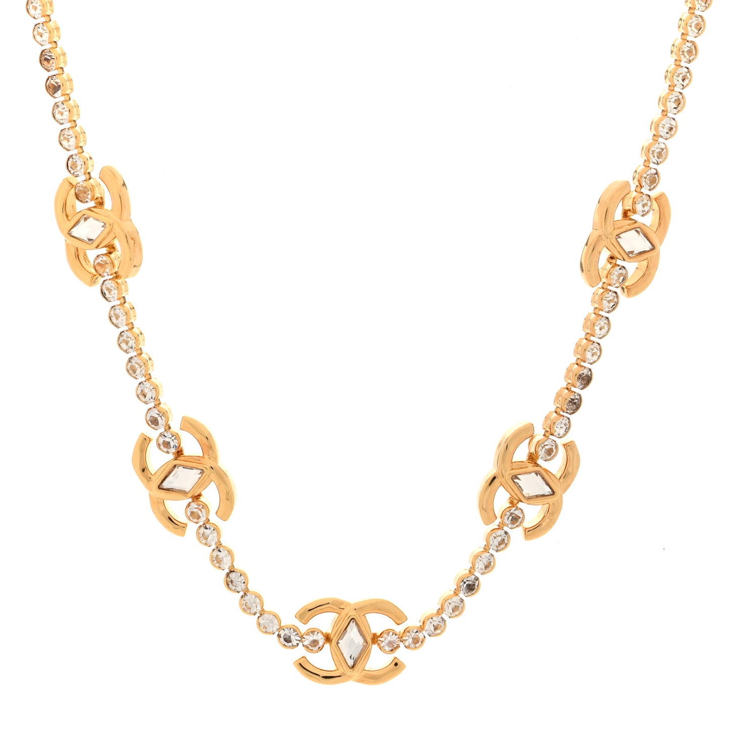 Metal Crystal CC Marquise Choker Gold